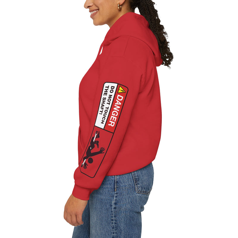 Action Machine Hoodie for Driveshaft Enthusiasts | Sweatshirt | Do not touch the shaft - Decal