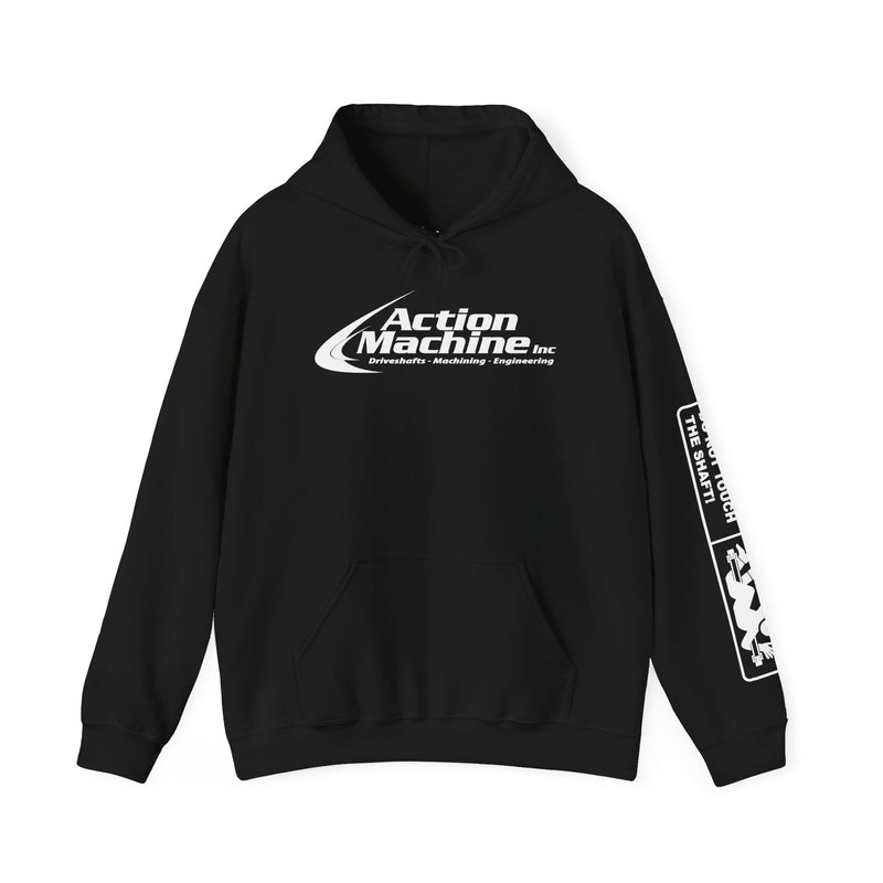 Action Machine Hoodie for Driveshaft Enthusiasts | Sweatshirt | Do not touch the shaft - Decal