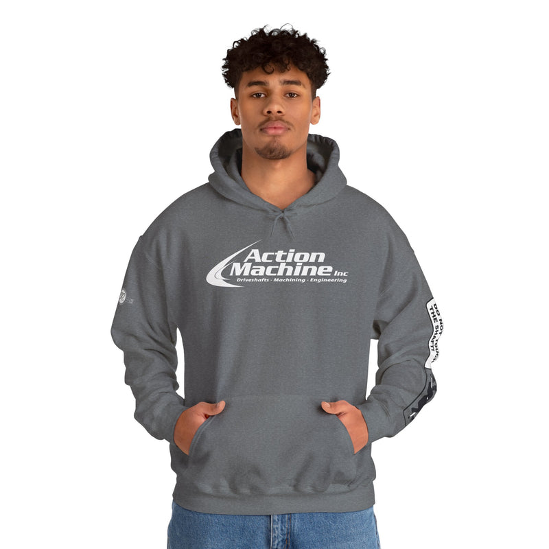 Action Machine Hoodie for Driveshaft Enthusiasts | Sweatshirt | Do not touch the shaft - Decal