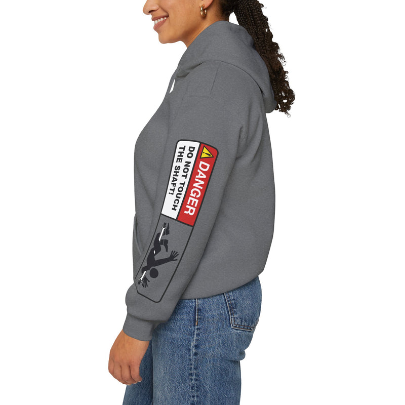 Action Machine Hoodie for Driveshaft Enthusiasts | Sweatshirt | Do not touch the shaft - Decal